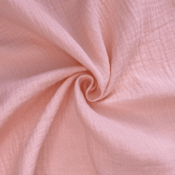 Ткань Муслин Жатый, цвет Нежно-Розовый (на отрез)  в Ханты-Мансийске