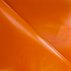 Тентовый материал ПВХ 450 гр/м2, Оранжевый (Ширина 160см), на отрез  в Ханты-Мансийске, 450 г/м2, 699 руб